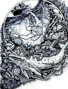 230x300 submerged art, ink, landscapes, figure, underwater, surrealism - Underwater Drawing