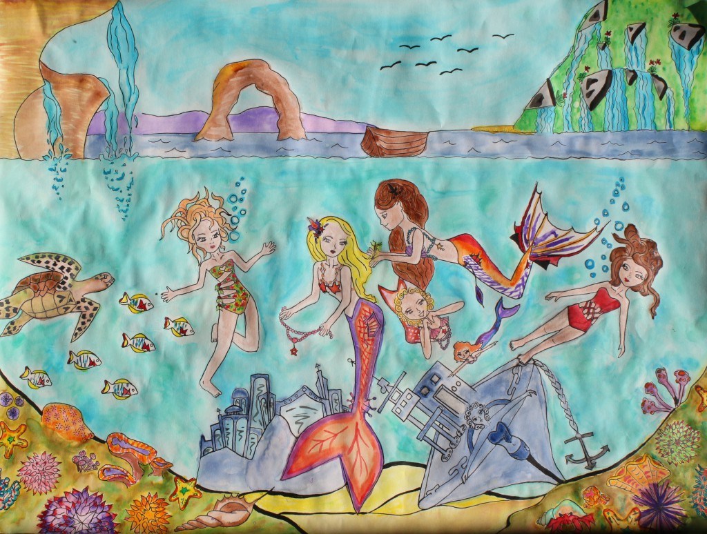 1024x774 Underwater Scenery Drawing Easy Drawn Wave Black And White - Underwater Drawing