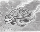 170x135 Items Similar To Sea Turtle Pencil Drawing Original Art Underwater - Underwater Pencil Drawing