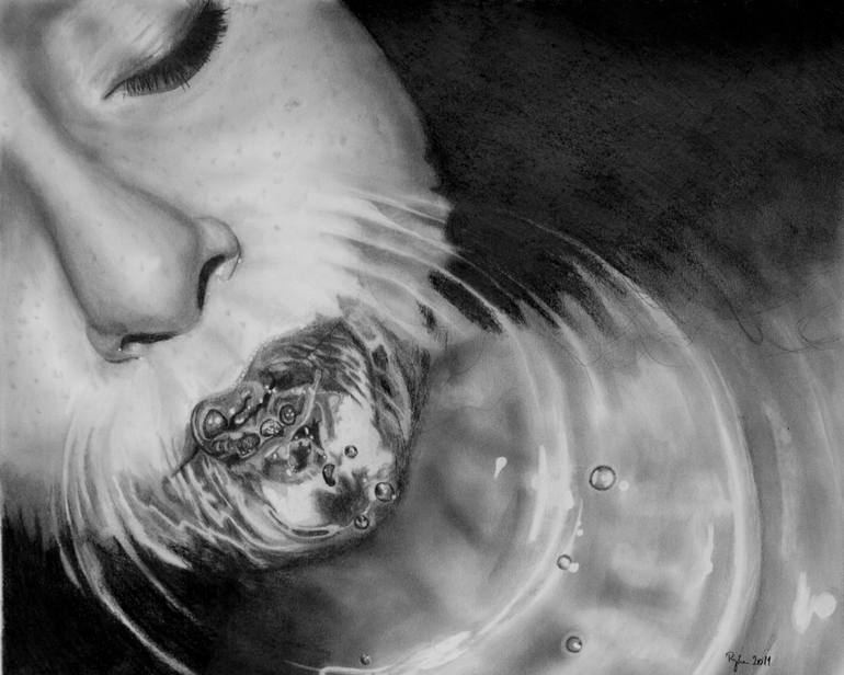 770x616 Underwater Love Drawing - Underwater Pencil Drawing