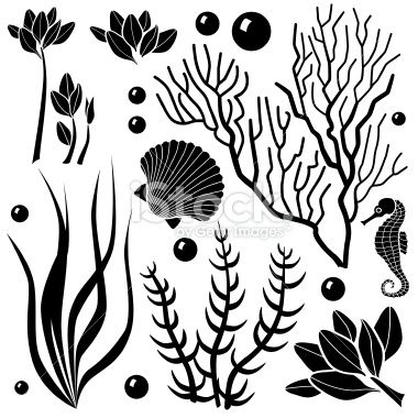 380x380 Underwater Plants Silhouette Great Free Clipart, Silhouette - Underwater Plants Drawing