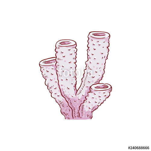 500x500 Vector Tropical Blue Tubular Coral Icon Aquatic Reef Underwater - Underwater Plants Drawing