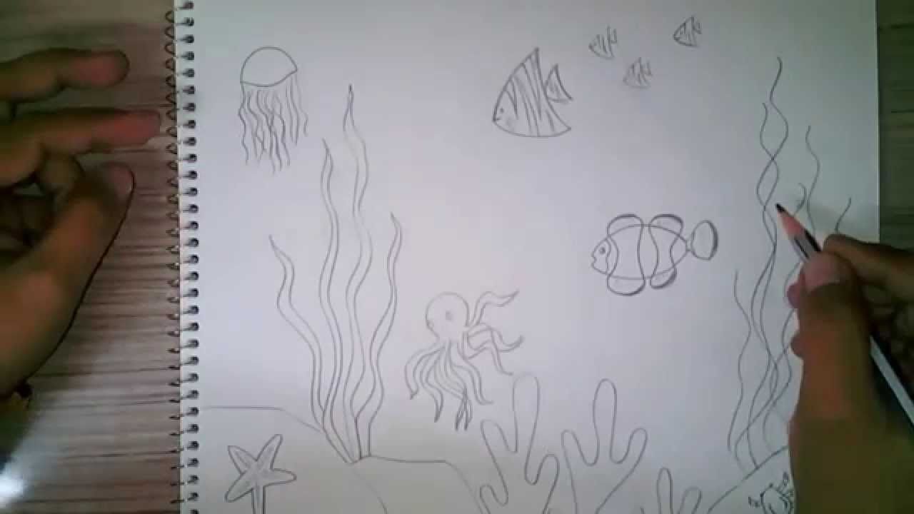 1280x720 How To Draw An Underwater Scene For Kids Art Draw Sea Animals - Underwater Scene Drawing
