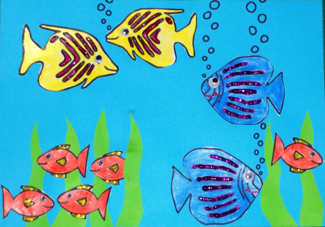 1100x768 Underwater Fish Scene Craft For Kids - Underwater Scene Drawing