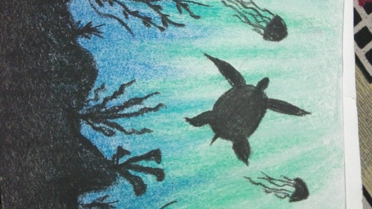 1280x720 Underwater Scene Drawing Very Easy Using Soft Pastels - Underwater Scene Drawing