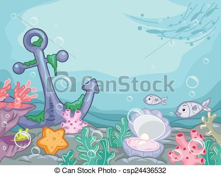 450x357 underwater sea illustration of an underwater scene with colorful - Underwater Scene Drawing