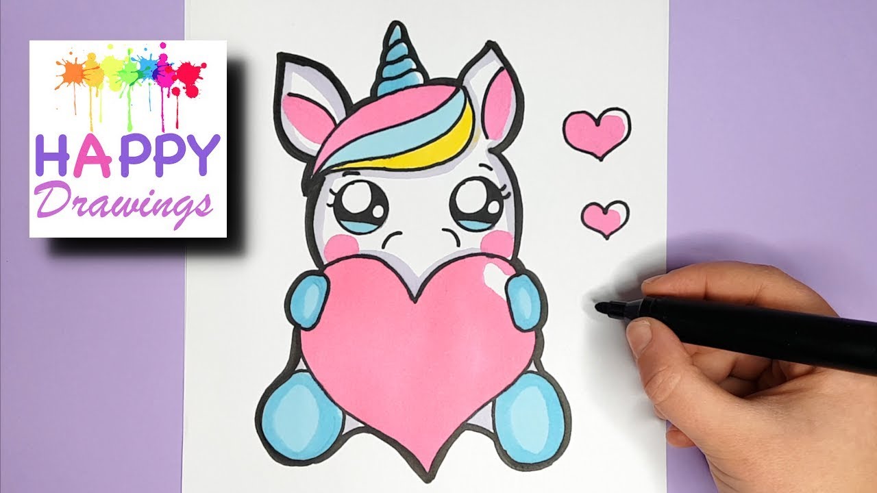 1280x720 How To Draw A Baby Unicorn With A Love Heart - Unicorn Drawing