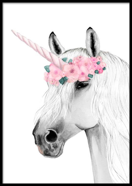 536x750 Unicorn Drawing Poster - Unicorn Drawing