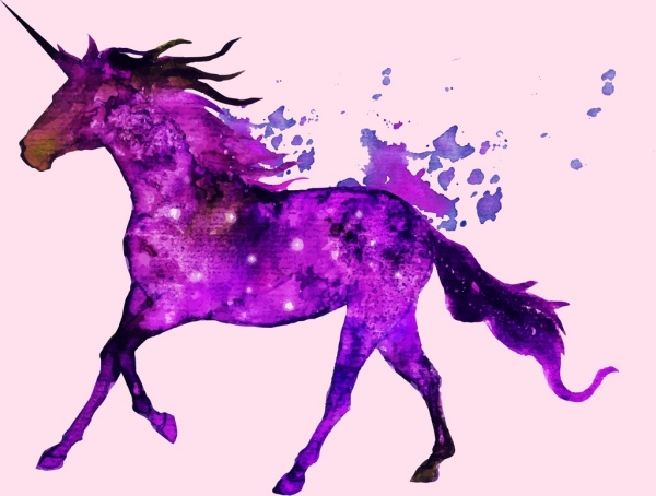 600x454 Unicorn Drawing Purple Grunge Decor Free Vector In Adobe - Unicorn Drawing