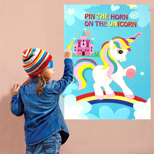 640x640 Pin The Horn On The Unicorn Fun Kids Birthday Party Favors Home - Unicorn Drawing Games