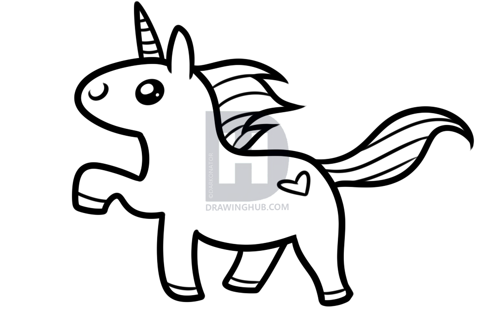 1013x677 How To Draw A Kawaii Unicorn, Step - Unicorn Drawing Images