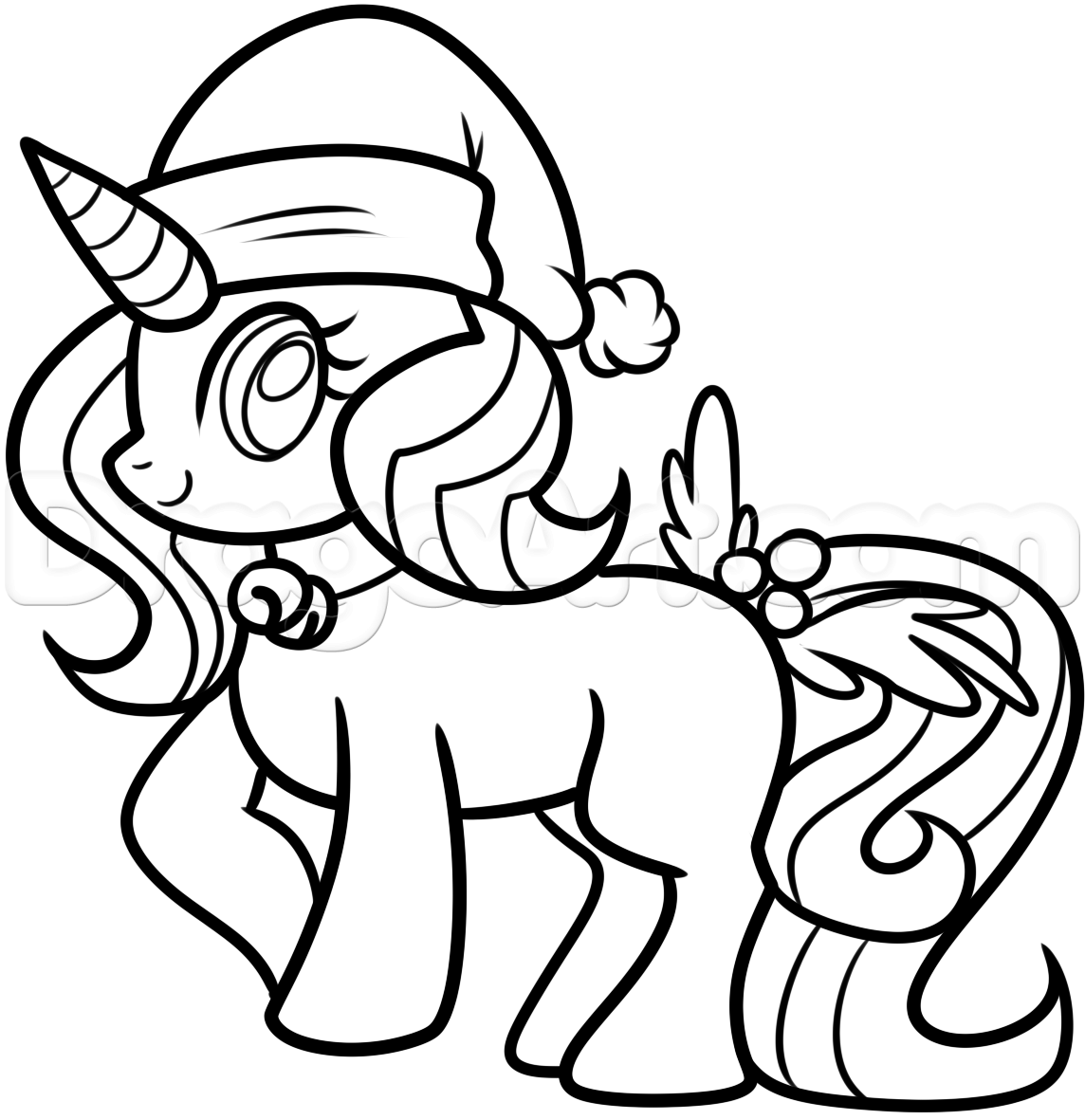 1144x1181 How To Draw A Christmas Unicorn, Step - Unicorn Drawing Images