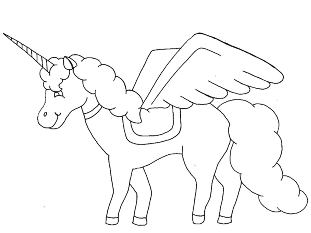 1024x768 Cartoon Unicorn Drawing - Unicorn Drawing Images