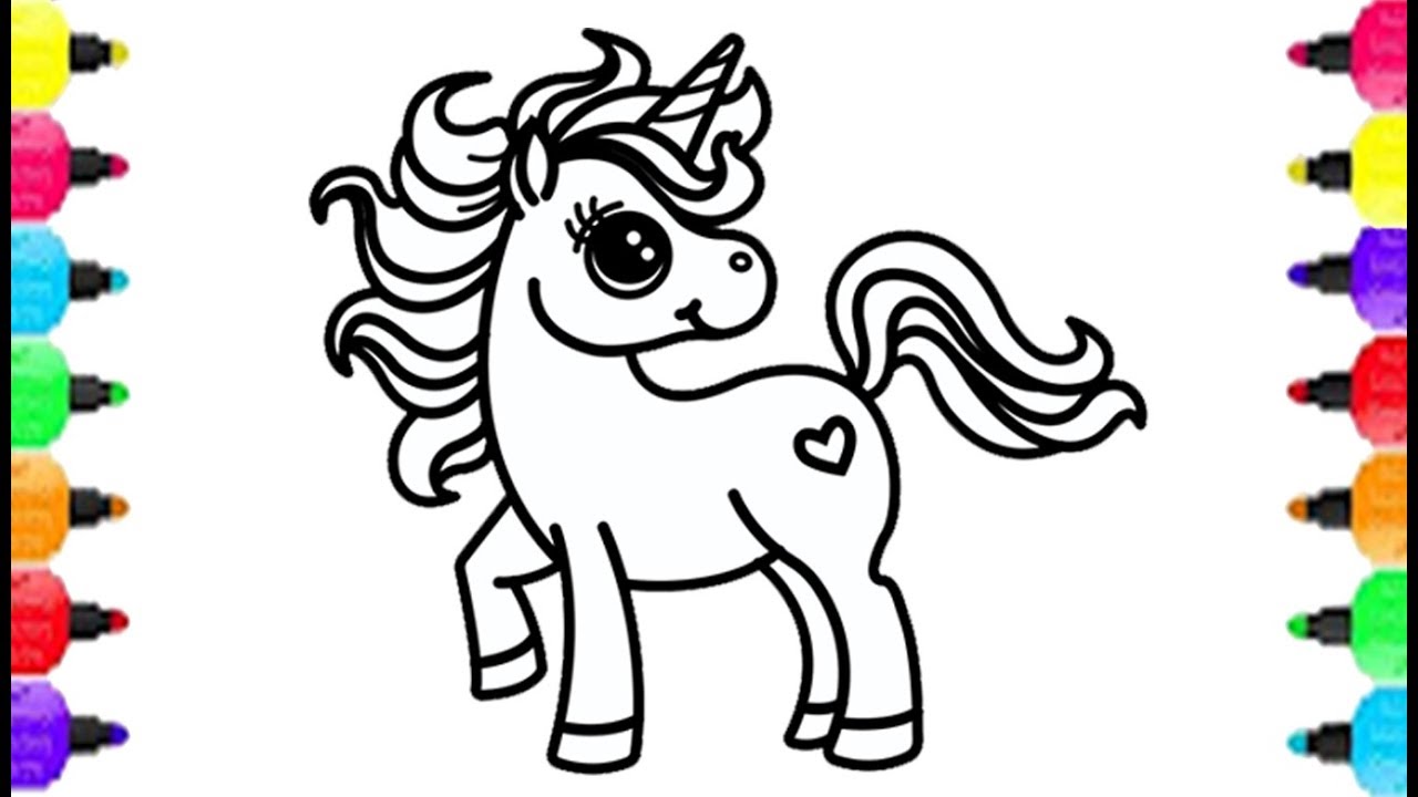 easy cute unicorn coloring pages