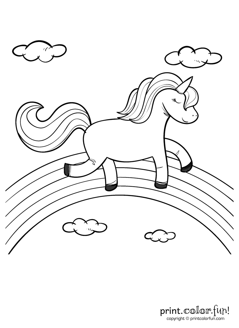800x1100 Happy Unicorn Over The Rainbow Coloring Page - Unicorn Drawing Pages