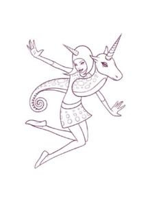 222x300 unicorn girl drawing poster silkscreen art print tara mcpherson - Unicorn Girl Drawing