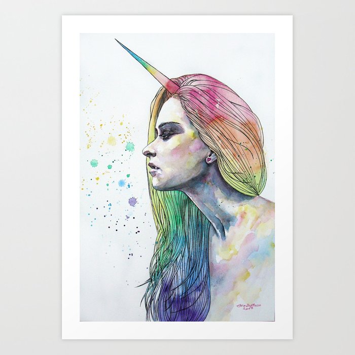 700x700 Unicorn Girl Art Print - Unicorn Girl Drawing