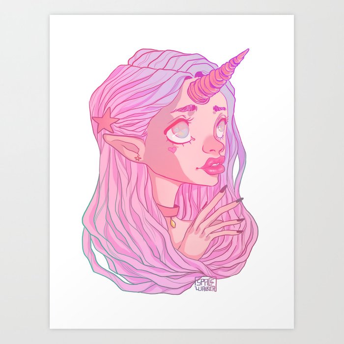 700x700 Unicorn Girl Art Print - Unicorn Girl Drawing