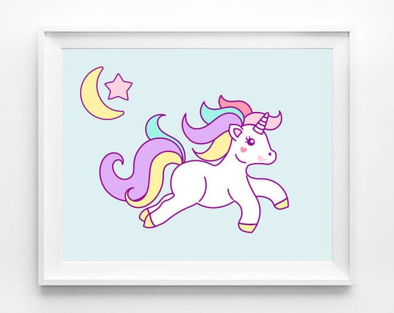 570x453 unicorn printable unicorn girl roomwall art printunicorn etsy - Unicorn Girl Drawing