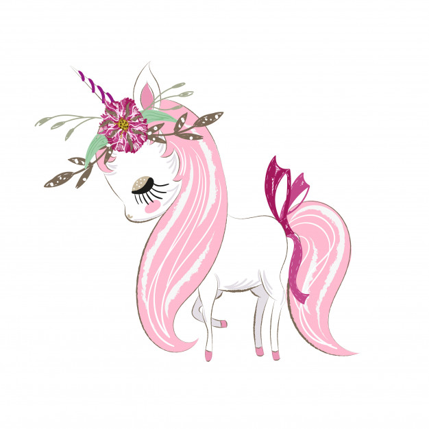 626x626 Cute Unicorn Girl Cartoon Hand Drawn Vector Premium Download - Unicorn Girl Drawing