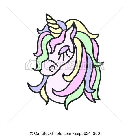 450x470 Hand Drawing Unicorn Head Sketch Isolated On The White Hand - Unicorn Head Drawing