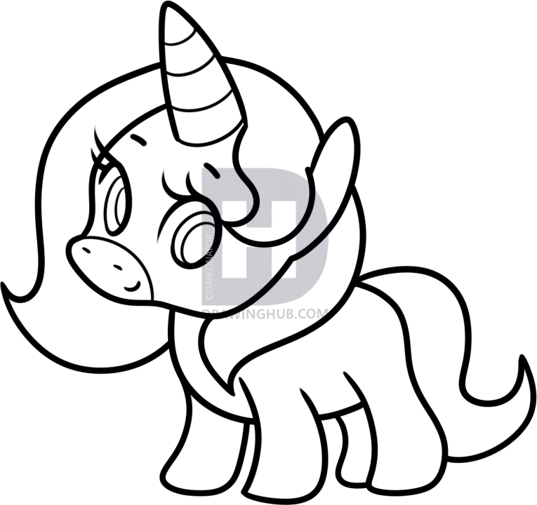 765x720 How To Draw A Simple Unicorn, Step - Unicorn Head Drawing