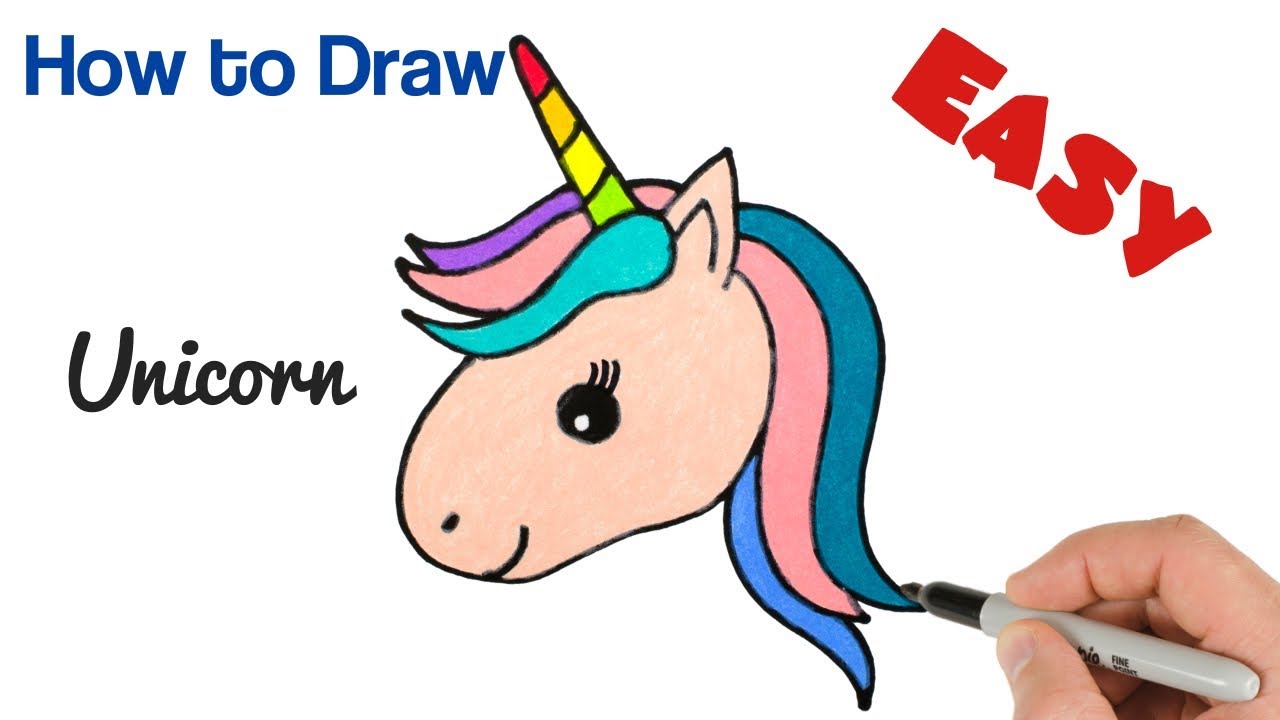 1280x720 How To Draw Unicorn Head Super Easy And Cute Drawing - Unicorn Head Drawing