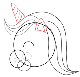 263x253 How To Draw Cute Chibi Cartoon Unicorns With Easy Step - Unicorn Head Drawing Easy