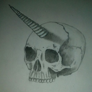 320x320 human skull with an unicorn horn - Unicorn Horn Drawing