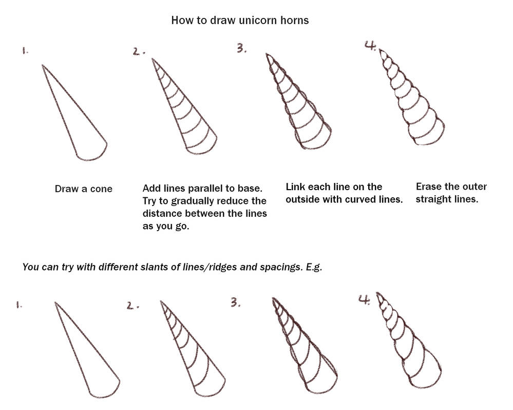 999x800 unicorn horn tutorial - Unicorn Horn Drawing