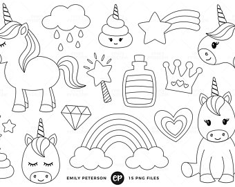 340x270 Unicorn Line Art Etsy - Unicorn Line Drawing