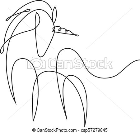 450x429 Unicorn One Line Unicorn Illustration In One Line Style - Unicorn Line Drawing