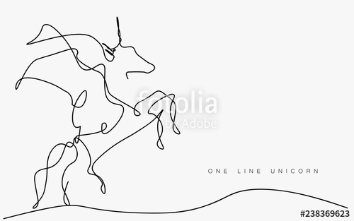 500x313 Unicorn Vector Silhouette One Line Drawing Fantasy Magic Animal - Unicorn Line Drawing