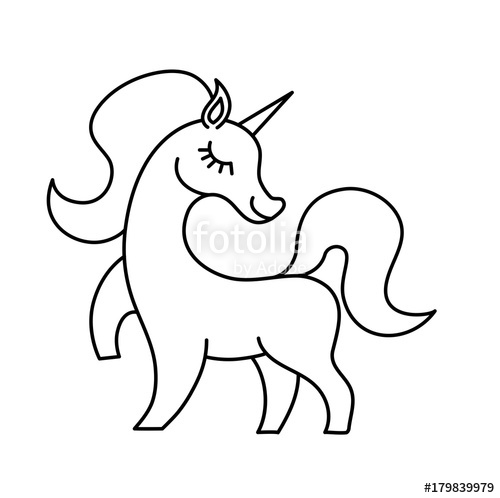 500x498 Vector Unicorn Line Silhouette Inspirational Illustration Design - Unicorn Line Drawing