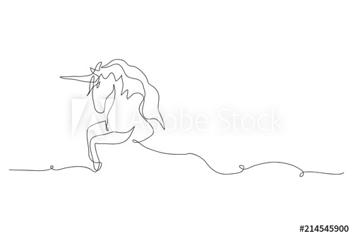500x334 Continuous Line Drawing Of Unicorn Horses - Unicorn Line Drawing