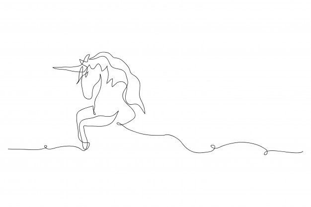 626x417 Continuous Line Drawing Of Unicorn Vector Premium Download - Unicorn Line Drawing