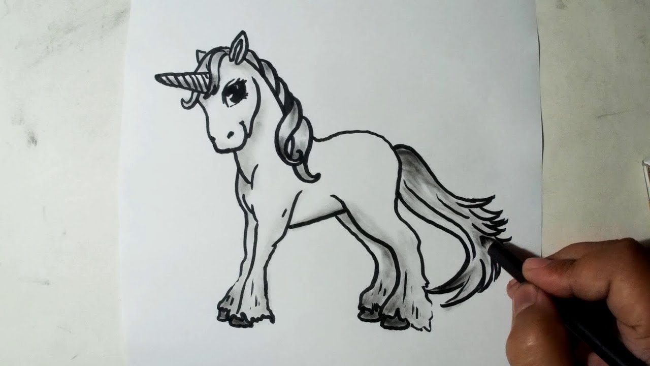 1280x720 How To Draw A Beautiful Unicorn Easy Sketch, Draw, Shade - Unicorn Pencil Drawing