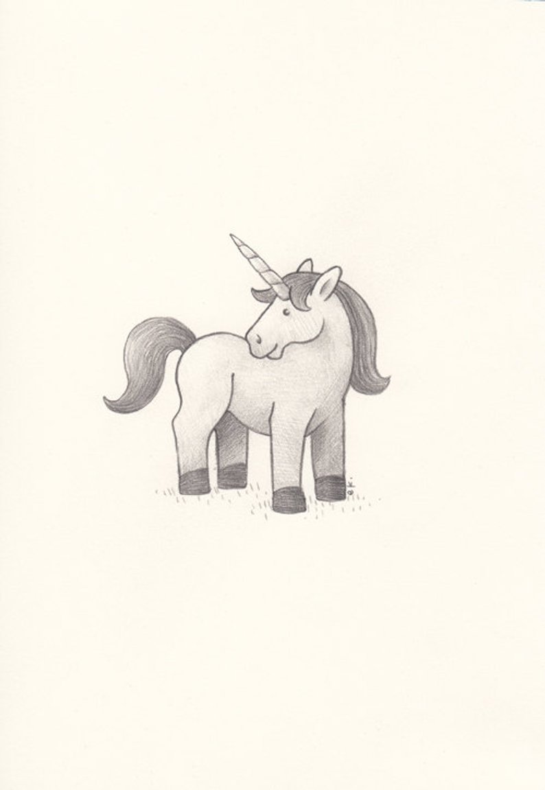 794x1151 Original Pencil Drawing Of A Unicorn Etsy - Unicorn Pencil Drawing