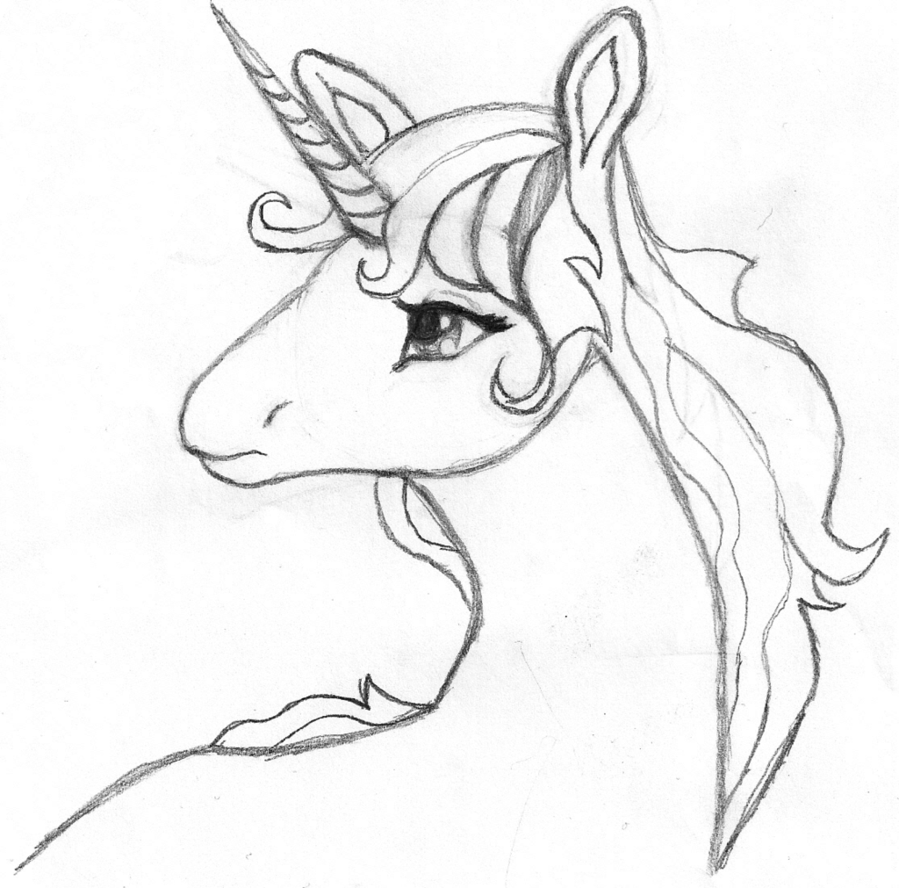 899x888 Obsession Drawing Of A Unicorn Easy - Unicorn Simple Drawing