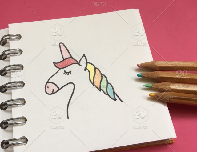 640x494 A Simple Drawing Of A Unicorn Stock Photo - Unicorn Simple Drawing