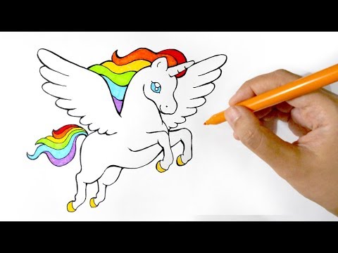 480x360 How To Draw A Rainbow Winged Unicorn - Unicorn With Wings Drawing