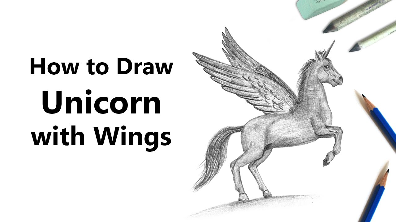 1280x720 How To Draw A Unicorn With Wings With Pencils - Unicorn With Wings Drawing