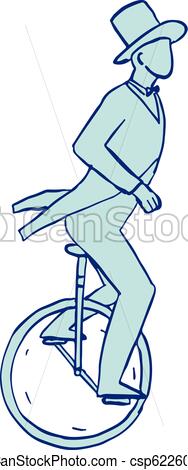 188x470 Circus Performer Riding Unicycle Drawing Drawing Sketch Style - Unicycle Drawing