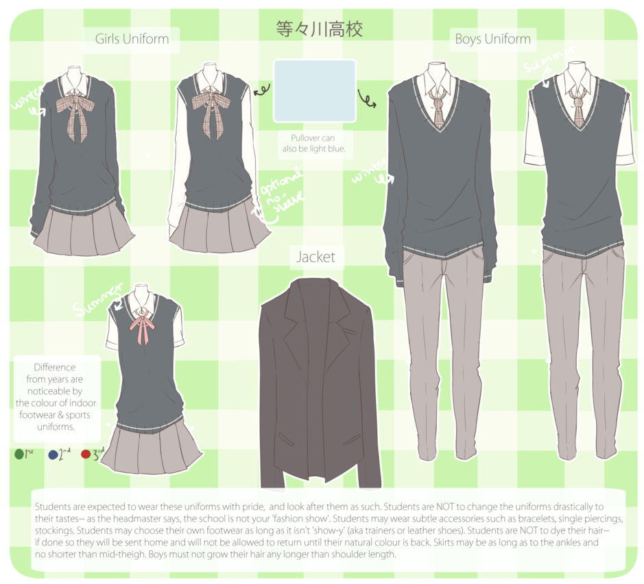 939x851 Todokawa High Uniforms - Uniform Drawing