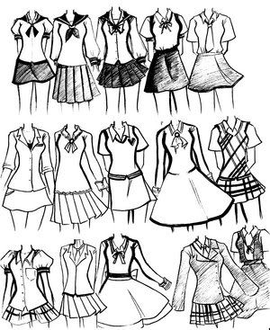 300x367 Girls School Uniforms Fashions In Drawings, Manga Clothes - Uniform Drawing