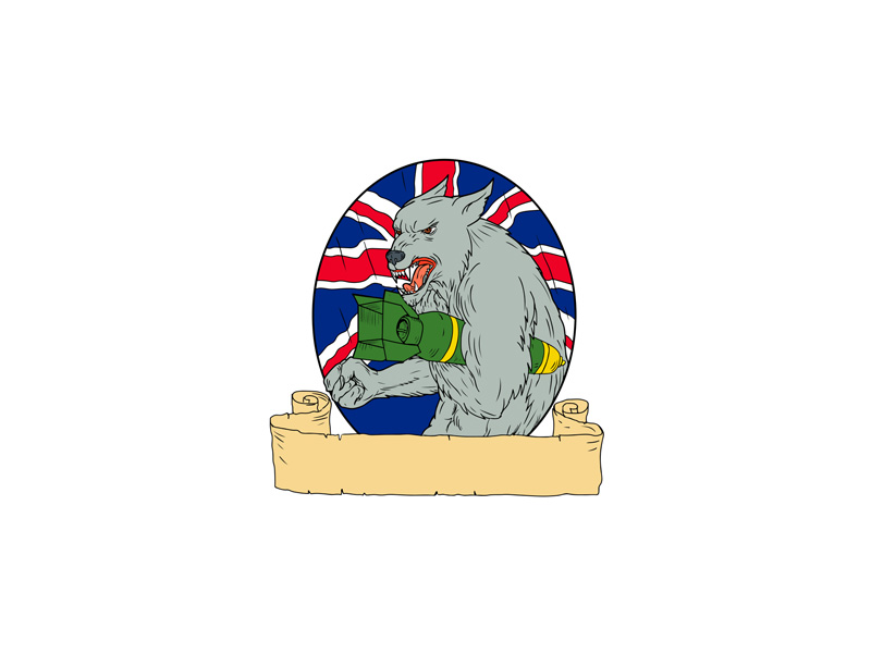 800x600 grey wolf holding bomb union jack drawing - Union Jack Drawing
