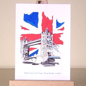 300x300 london aceo art card tower bridge and british union jack flag - Union Jack Drawing