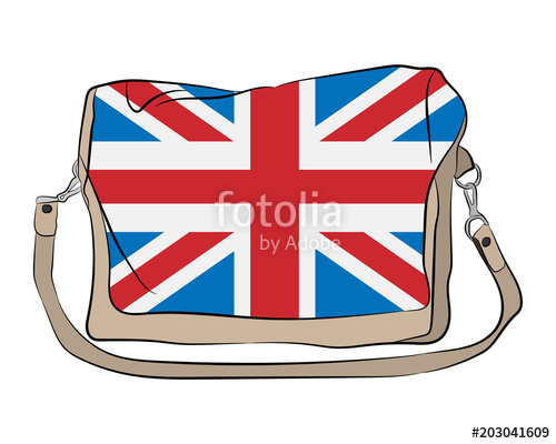 500x400 small travel bag with union jack flag vector drawing stock image - Union Jack Drawing