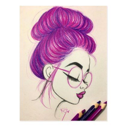 422x422 Drawing Girl Postcard In Photography - Unique Drawings