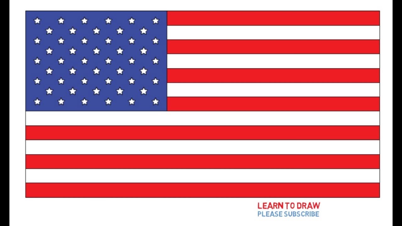 1280x720 how to draw the united states flag step - United States Flag Drawing